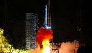 FILE PHOTO: A Long March-3B rocket carrying Chang'e 4 lunar probe takes off from the Xichang Satellite Launch Center in Sichuan province, China December 8, 2018. REUTERS/Stringer/File Photo