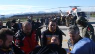 One of the crew rescued from sunken ship is being taken to hospital on January 07, 2019 in Samsun, Turkey. Veysel Altun - Anadolu 