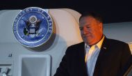 US Secretary of State Mike Pompeo arrives at the Cairo International Airport in the Egyptian capital on January 9, 2019.  AFP / POOL / ANDREW CABALLERO-REYNOLDS
