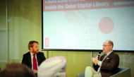 A discussion in progress on Qatar Digital Library development.