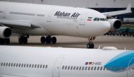 FILE PHOTO: An Airbus A340-300 of Iranian airline Mahan Air taxis at Duesseldorf airport DUS, Germany January 16, 2019. Picture taken January 16, 2019. REUTERS/Wolfgang Rattay
