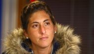 Romina Sala, sister of Cardiff City's missing Argentinian footballer Emiliano Sala, whose flight disappeared from radar over the English Channel north of Guernsey, holds a press conference at Cardiff City Stadium in Cardiff, south Wales on January 25, 201