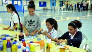 Children taking part in different activities during the Open house at Lycée Voltaire school in Al Waab yesterday. Pics: Abdul Basit/The Peninsula