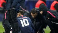 Paris St Germain's Neymar receives medical attention REUTERS/Charles Platiau