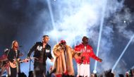 Maroon 5 lead singer Adam Levine and recording artist Big Boi perform during the halftime show in Super Bowl LIII at Mercedes-Benz Stadium. Christopher Hanewinckel-USA TODAY Sports