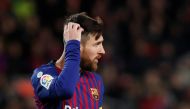 Barcelona's Lionel Messi looks dejected during the match REUTERS/Albert Gea
