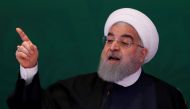 Iranian President Hassan Rouhani speaks during a meeting with Muslim leaders and scholars in Hyderabad, India, February 15, 2018. Reuters/Danish Siddiqui
