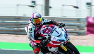 Qatari rider Saeed Al Sulaiti in action during Free Practice 2 of the fourth round of Qatar Superstock 600 at the Losail International Circuit, yesterday.