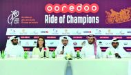 Dr. Abdulaziz Jahan Al Kuwari (centre), President of Qatar Cyclists, speaking during a press conference in connection with the Ooredoo Ride of Champions in Doha, on Thursday. Also present are, Dr Bahia Tahzib-lie (second left) Ambassador of Netherlands to