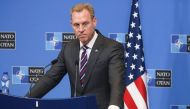 US Defence Secretary Patrick Shanahan gives a press conference following the North Atlantic Council of Defence Ministers, at the NATO headquarters in Brussels, on February 14, 2019. (AFP / François WALSCHAERTS)