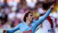 Atletico Madrid's French forward Antoine Griezmann celebrates after scoring a goal during the Spanish League football match between Rayo Vallecano and Atletico de Madrid at the Vallecas stadium in Madrid on February 16, 2019. / AFP / OSCAR DEL POZO