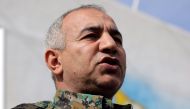 Jiya Furat, commander of the assault on the last jihadist enclave in eastern Syria, talks during a press conference near Baghouz, Deir Al Zor province, Syria February 16, 2019. REUTERS/Rodi Said