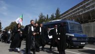 Security measures are taken as Algerian lawyers stage a protest march against candidacy of President Abdelaziz Bouteflika for a fifth term in Algiers, Algeria on March 07, 2019. Farouk Batiche - Anadolu Agency