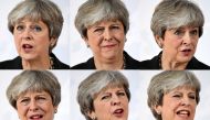 A combination of images shows Prime Minister Theresa May speaking in Florence, Italy, September 22, 2017. Reuters/Jeff J Mitchell