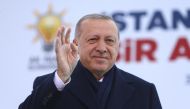 President of Turkey and the leader of Turkey's ruling Justice and Development (AK) Party Recep Tayyip Erdogan greets the crowd during a campaign rally ahead of March 31 local elections, in Istanbul's Gungoren district, Turkey on March 30, 2019. Serhat Ça?