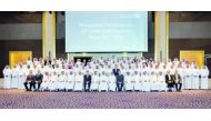 H E Saad bin Sherida Al Kaabi, the Minister of State for Energy Affairs, the President and CEO of Qatar Petroleum, with the participants on the sidelines of the event.