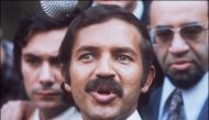 Algerian minister of Foreign affairs Abdelaziz Bouteflika answering journalist's questions as he leaves the Elysee Palace after a meeting with French President Georges Pompidou on July 10, 1973. AFP 