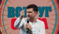 Volodymyr Zelenskiy, Ukrainian comedian and candidate in the upcoming presidential election, hosts a comedy show at a concert hall in Brovary, Ukraine March 29, 2019. Reuters/Valentyn Ogirenko
 