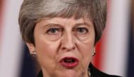 Prime Minister Theresa May gives a statement inside 10 Downing Street in London, Britain, on April 2, 2019 after chairing a day-long meeting of the cabinet. AFP /Jack Taylor 