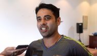 Pakistani cricketer Abid Ali speaks to media at the Gaddafi Cricket Stadium in Lahore on April 21, 2019. (AFP / ARIF ALI)