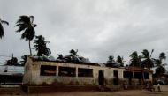 A damaged building is pictured after Cyclone Kenneth swept through the region in Cabo Delgado province, Mozambique April 26, 2019 in this image obtained from social media. UNICEF via REUTERS 