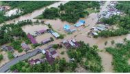 A flooded area is seen in Bengkulu, Indonesia, in this still image from video taken April 27, 2019, obtained from social media. EP CREATIVE PRODUCTIONS/via REUTERS 
