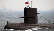 A Chinese Navy submarine takes part in an international fleet review to celebrate the 60th anniversary of the founding of the People's Liberation Army (PLA) Navy in Qingdao, Shandong province, China April 23, 2009.  Guang Niu/Pool via Reuters 
