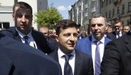 Ukraine's President Volodymyr Zelensky (C) walks to his Presidential Office after his inauguration ceremony in the Ukrainian Parliament in Kiev, Ukraine, on May 20, 2019.  Vladimir Shtanko - Anadolu