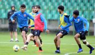 Qatari U-20 players taking part in a training session in Tychy, Poland. PICTURE: @QFA/TWITTER