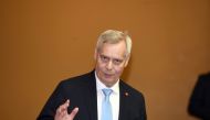 New Finnish Prime Minister and Social Democratic Party leader Antti Rinne speaks during the first news conference of the new Finnish government in Helsinki, Finland, June 6, 2019. Lehtikuva/Heikki Saukkomaa via Reuters 