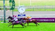 Action from the Qatar Coupe De France Des Chevaux Arabes at Chantilly yesterday. 