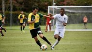 An action during the friendly match between Al Sadd and Sabadell FC.