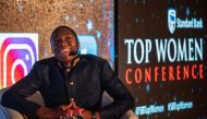 South African double Olympic champion Caster Semenya speaks during a conference on gender equality, at the Standard Bank Top Women Conference in Johannesburg, South Africa, on August 14, 2019. (AFP / Michele Spatari)