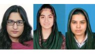 FROM LEFT: Heba-tu-Rehman Asif Butt (997/1100), Amna Nasir (994) and Nawal Nawaz (987).
