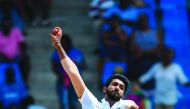 Jasprit Bumrah of India is seen bowling during day 4 of the 1st Test between West Indies and India at Vivian Richards Cricket Stadium in North Sound, Antigua and Barbuda, on August 25, 2019. / AFP / Randy Brooks
