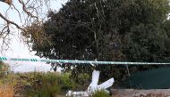 Debris and wreckage parts lay on the ground after a collision between an aircraft and a helicopter near the Village of Inca in the Spanish island of Mallorca, killing 7 passengers on both aircrafts. August 26, 2019. REUTERS/Enrique Calvo