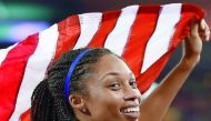 Allyson Felix of the US celebrating her win during a Diamond League meet in Doha in this file picture.