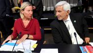 EU foreign policy chief Federica Mogherini and General Director for Foreign Affairs of the Council of the European Union Leonardo Schiavo chat before the informal meeting of EU defence ministers in Helsinki, Finland August 29, 2019. Lehtikuva/Jussi Nukari