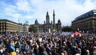 Demonstrators gather to protest against the government's move to suspend parliament in the final weeks before Brexit in Glasgow on August 31, 2019. AFP / ANDY BUCHANAN