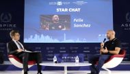 Qatar's coach Felix Sanchez (right) speaking on the second day of “Aspire Academy Global Summit” yesterday.
 