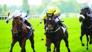 Al Rabban Racing’s Shadn on its way to win the Critérium de Maisons-Laffitte (Gr2) at Maisons-Laffitte in France, yesterday.