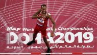 Mutaz Essa Barshim reacts after winning gold in High Jump final at World Athletics Championships at Khalifa International Stadium, Doha, Qatar October 4, 2019. Reuters/  Pawel Kopczynski.jpeg