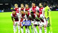 Ajax’s players pose for a team photo prior to the UEFA Champions League Group H match against Chelsea last Wednesday.