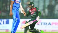 Bangladesh's Mushfiqur Rahim (R) celebrates his victory at the end of the first T20 international cricket match of a three-match series between Bangladesh and India, at Arun Jaitley Cricket Stadium in New Delhi on November 3, 2019. AFP / Jewel Samad 