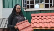 Hope Mwanake, co-founder of Eco Blocks and Tiles poses for a photo at her factory in Gilgil, Kenya on Dec 4, 2019. Thomson Reuters Foundation/Nita Bhalla