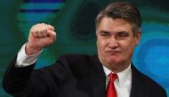 Zoran Milanovic gestures as he celebrates after first results were announced during the run-off of Croatia's presidential election in Zagreb, Croatia, January 5, 2020. (REUTERS/Marko Djurica)
