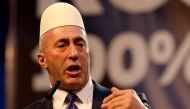 Ramush Haradinaj, leader of the Alliance for the Future of Kosovo (AAK) delivers a speech in Pristina, Kosovo, October 3, 2019. Reuters/Florion Goga