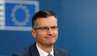 Slovenia's Prime Minister Marjan Sarec arrives at the European Union leaders summit, in Brussels, Belgium October 17, 2019. Julien Warnand/Pool via REUTERS/File Photo