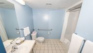 A bathroom in temporary housing for Canadians evacuated after the outbreak of novel Coronavirus is seen at the Yukon Lodge in Canadian Forces Base (CFB) Trenton, Ontario, Canada February 2, 2020. MCpl Jennifer Kusche, 8 Wing Imaging Trenton/Canadian Force