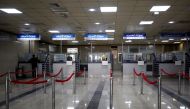 Passport control counters are pictured inside Aleppo international airport that has been reopened for the first time in years, Syria February 19, 2020. REUTERS/Omar Sanadiki